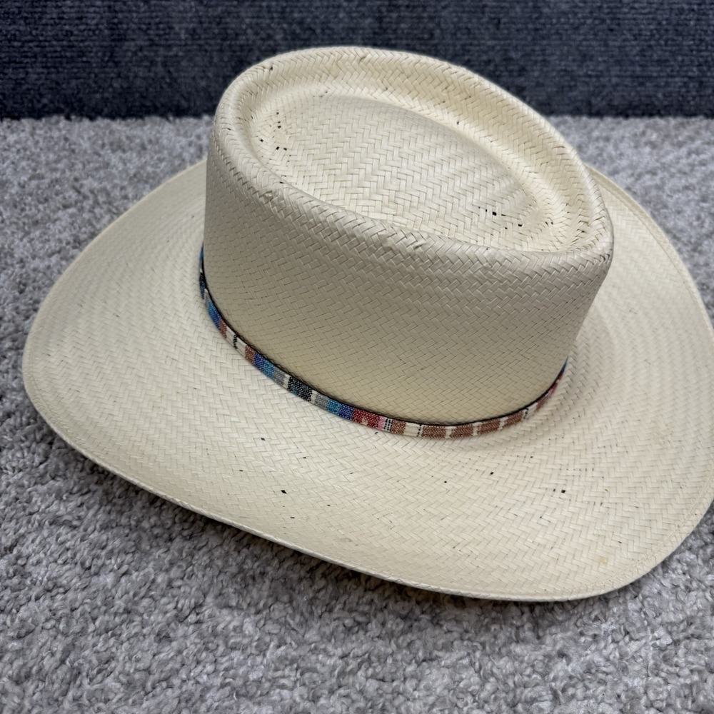 Stetson Delta Straw Hat Panama western Men's size 7 - Picture 13 of 14